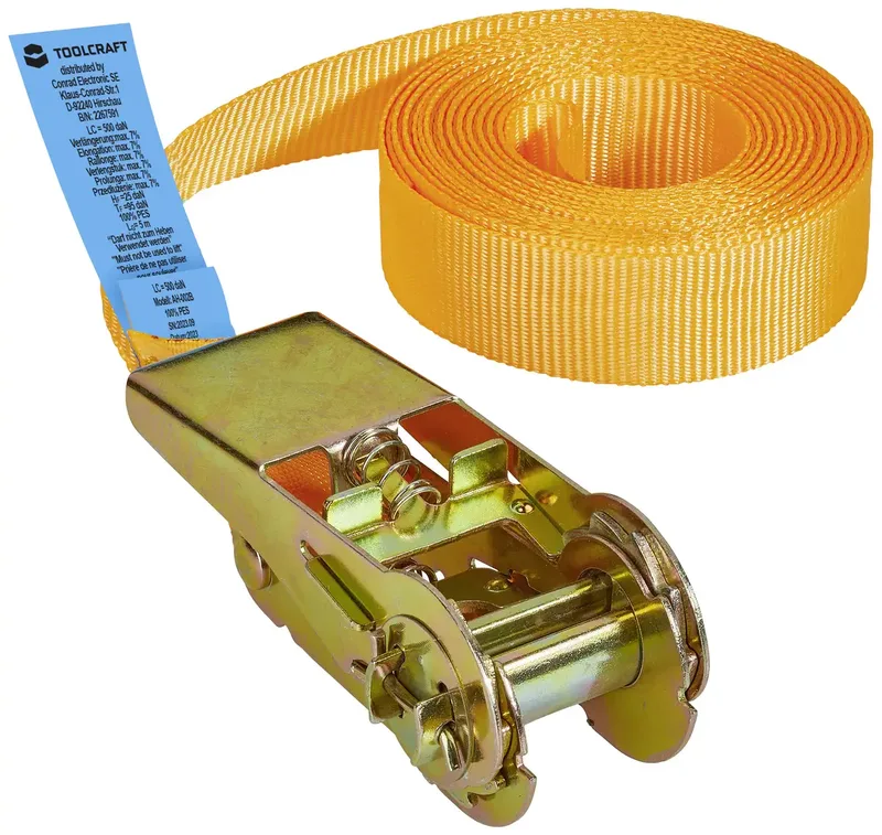 TO-6802773 Einteiliger Spanngurt Zugkraft LC Niederzurren (einzeln/direkt)=250 daN (L x B) 5 m x 25 mm Ratsche EN 12195-2 by Toolcraft – product image 1 of 2