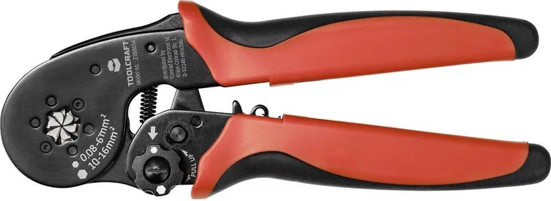 Pince à sertir TOOLCRAFT TO-7165962 pour embouts de câble 0.08 à 16.0 mm² avec réglage rapide de Toolcraft, Kleurloos – image du produit