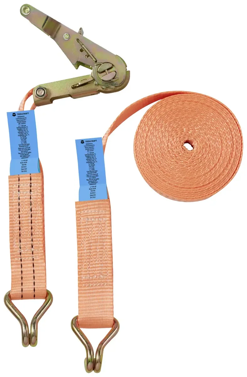 TO-9610002 Zweiteiliger Spanngurt Zugkraft LC Niederzurren (einzeln/direkt)=1000 daN (L x B) 4000 mm x 38 mm Ratsche by Toolcraft – product image 3 of 3
