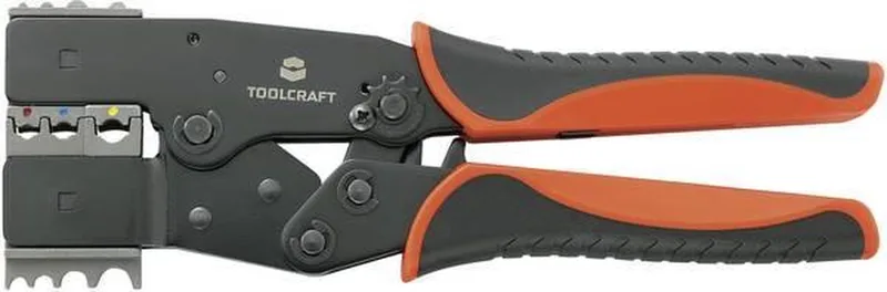 TOOLCRAFT 2-i-1 818644 Krimptang Geïsoleerde platte stekkers, Kabelschoenen, Doorverbinders 0.5 tot 10 mm² by Toolcraft, Kleurloos – product image
