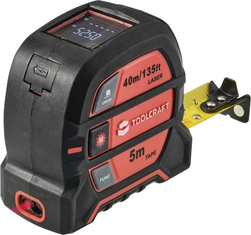 TOOLCRAFT 2-in-1 laserafstandsmeter max. 40 m met meetlint by Toolcraft, Kleurloos – product image