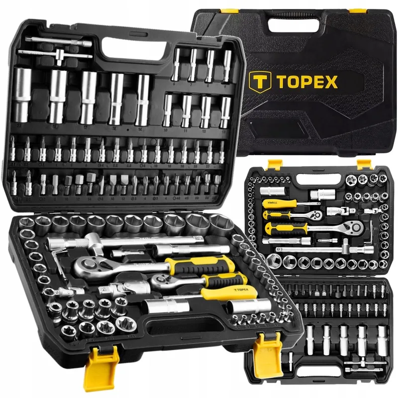 110-delige DOPPENSET 1/2" & 1/4" CRV - Professioneel Gereedschap von Topex, Silber – Produktbild
