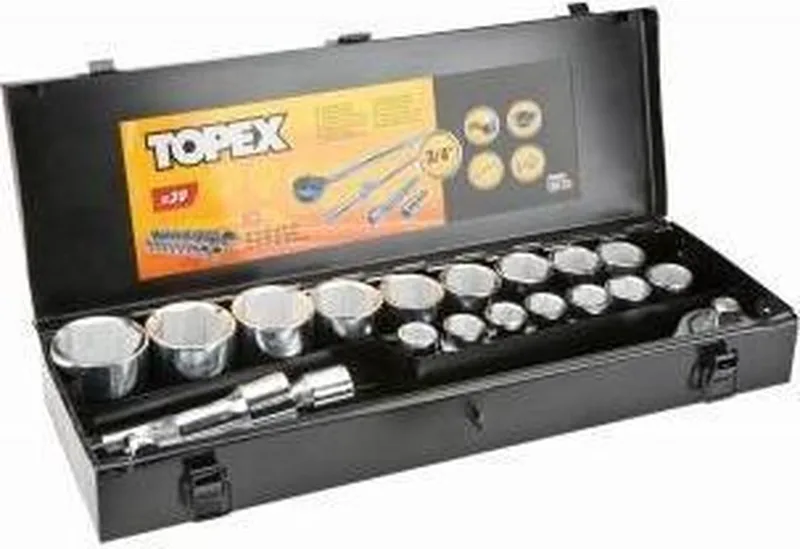 Dopsleutelset - 3/4" - 20-delig - Chroom-vanadiumstaal van Topex, Neutraal – productafbeelding