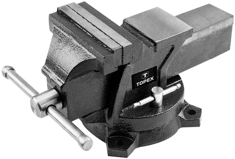 Draaibare Bankschroef - 125 mm - Sterke Constructie - Handmatig Gebruik by Topex, Grey – product image
