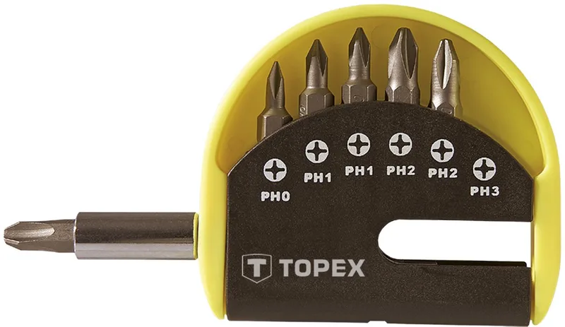Grupa Topex Serie - Schroefbitset met Houder - 7 Stuks - Chroom-Vanadium Staal - Ergonomische Ontwerp van Topex – productafbeelding
