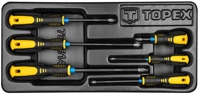 Inleglade Inlay Schroevendraaierset PH, 6 delig by Topex, Blue – product image