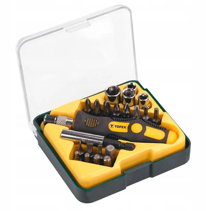 Schroefbitset met Handvat - 22 Delen van Topex, Geel – productafbeelding