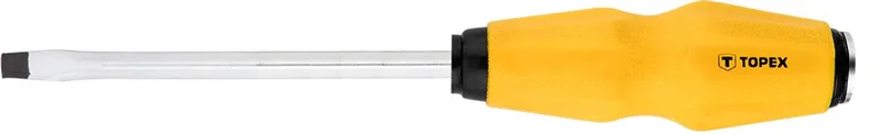 Schroevendraaier - Platte Kop - 5x75 mm - Ergonomische Handgreep van Topex, Geel – productafbeelding