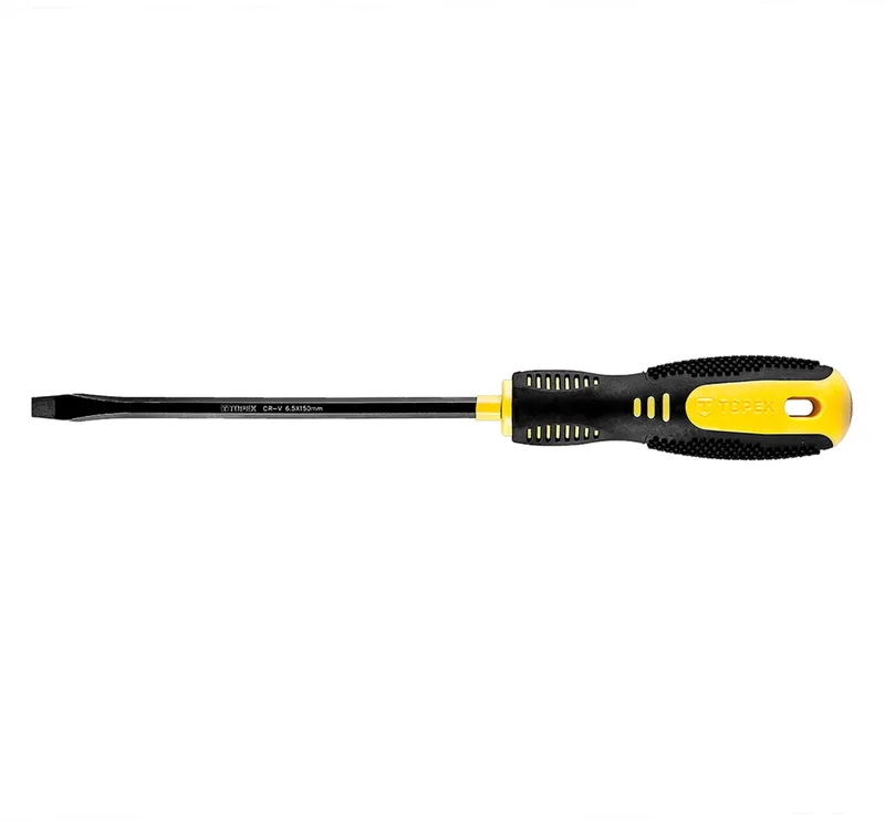 Schroevendraaier Serie - Platte Schroevendraaier - 6.5 x 150 mm - Ergonomische Handgreep by Topex, Black, Yellow – product image