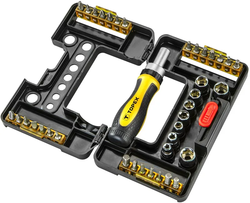 Schroevendraaier Set - 38 stuks - Ergonomische Handgreep - CrV Staal by Topex, Yellow – product image