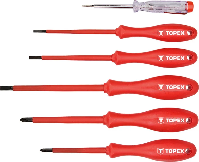 Serie - 1000V Schroevendraaierset - 6 stuks - Geïsoleerd - Chroom-molybdeenstaal by Topex, Blue – product image