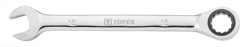 Serie - Ringsteeksleutel met Ratchet - 15mm - Chroom-Vanadiumstaal by Topex – product image