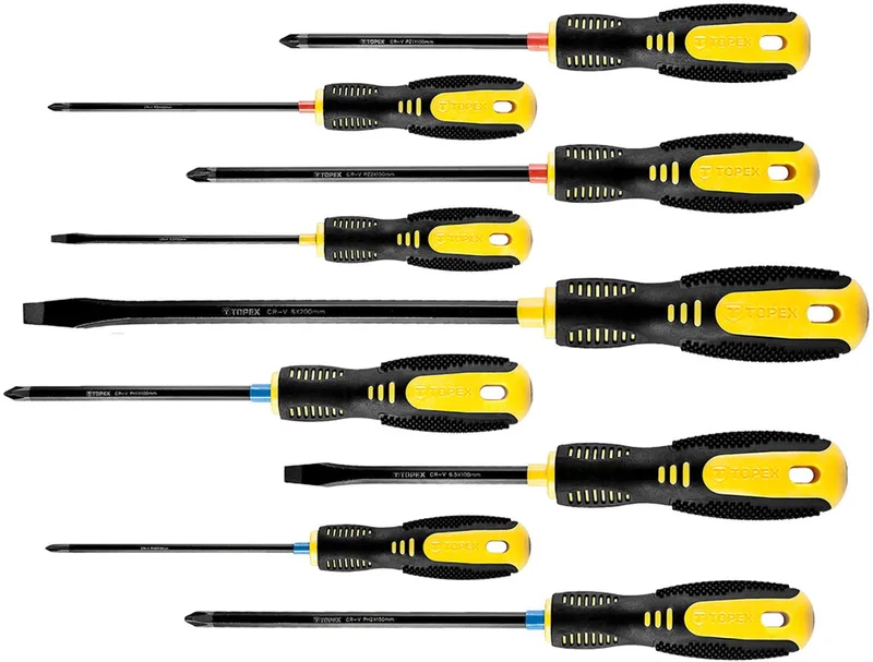 Serie - Schroevendraaierset - 9 Stuks - Magnetische Punt - Ergonomische Handgreep de Topex, Neutraal – image du produit