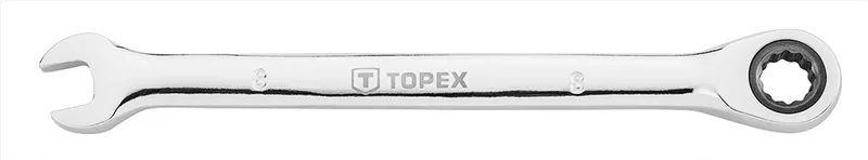 Serie - Steeksleutel met Ratelsysteem - 8 mm - 48-Tands Mechanisme - Chroom-Vanadiumstaal von Topex – Produktbild