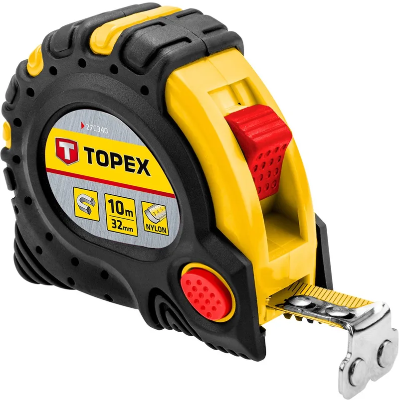 Stalen Rolmaat - 10m - Magnetisch - Ergonomische Grip van Topex, Neutraal – productafbeelding