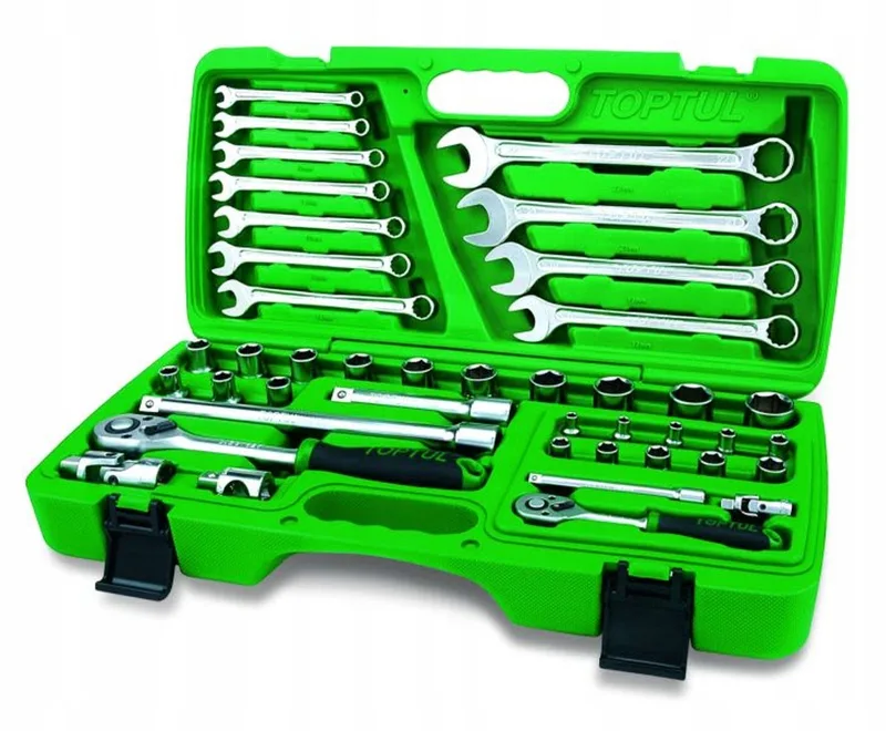Gereedschapset 1/2" & 1/4", 42 Delen, Zeskant by Toptul, Green – product image