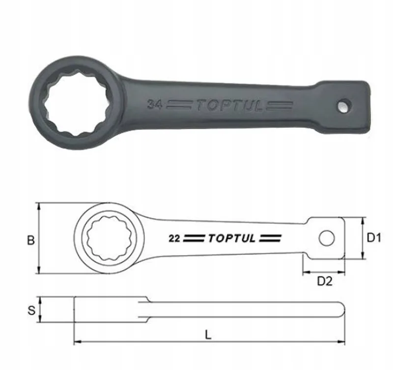 HEAVY DUTY 12-zijdige slagmoersleutel, 29 mm, Cr-Mo staal de Toptul – image du produit