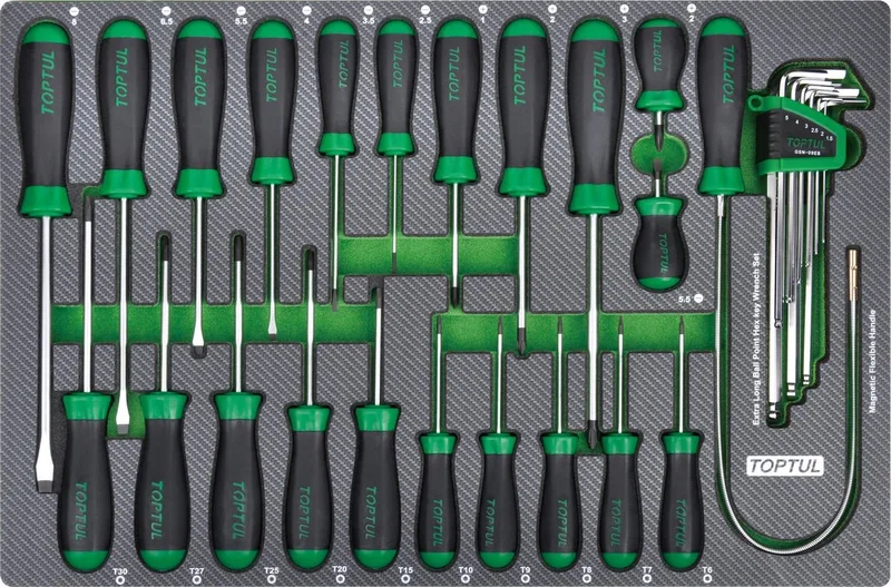 INLEG CARBON SCHROEVENDRAAIERS + L-INBUS van Toptul, Grijs – productafbeelding