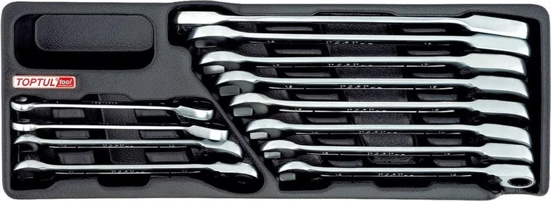 INLEG SET STEEKRING RATEL SLEUTELS 8-19mm by Toptul, Black – product image
