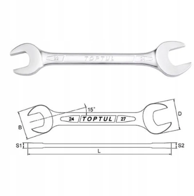 Ring- en dopsleutel 34x36 mm, 325 mm, chroom-vanadiumstaal by Toptul – product image