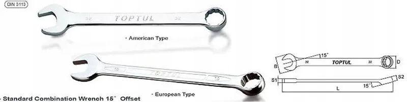 Ring- en steeksleutel 20 mm, 249 mm lengte, satijn chroom by Toptul – product image