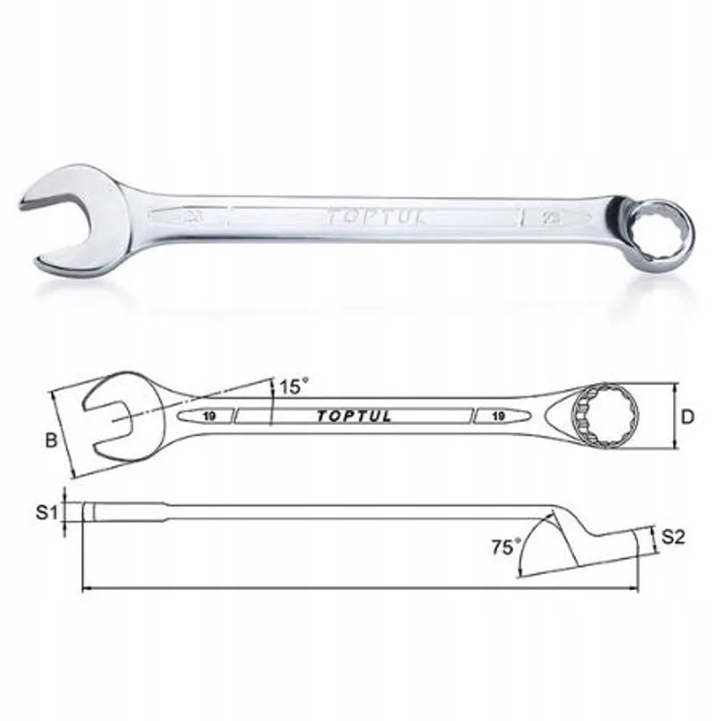 Ringsleutel 6mm, 110mm Lang, Afgebogen by Toptul – product image