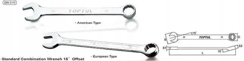 Ringsteeksleutel 17mm, 219mm Lang, Chroom Satiné van Toptul – productafbeelding