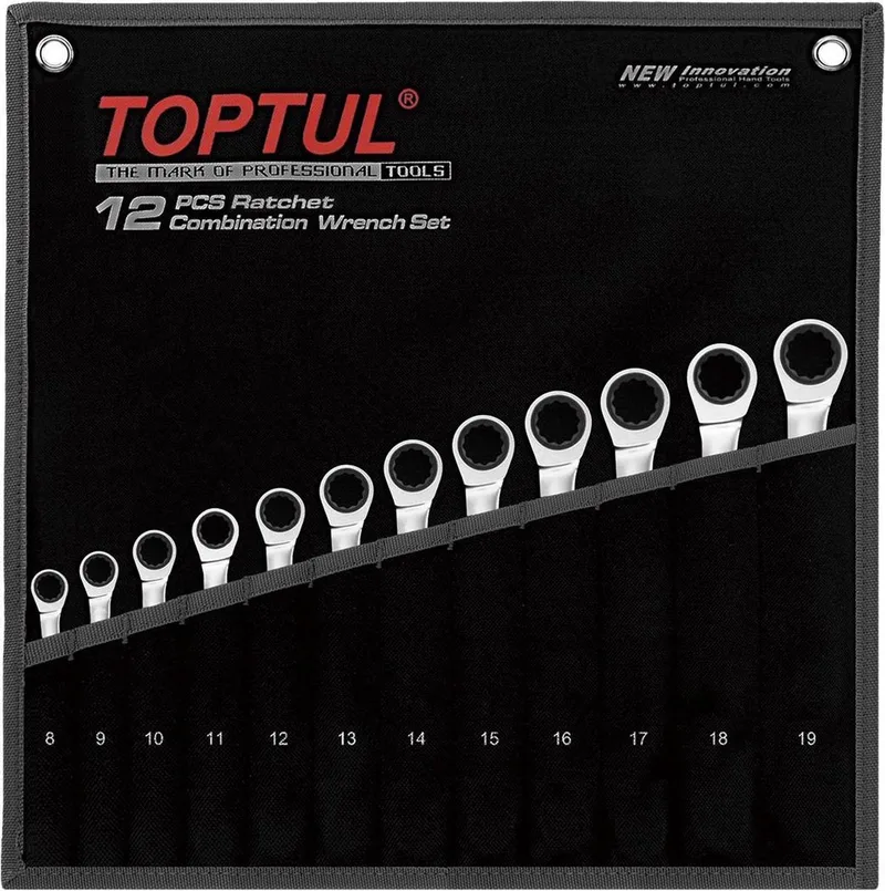SET STEEK-RING RATEL IN ZAK 12PCS by Toptul – product image