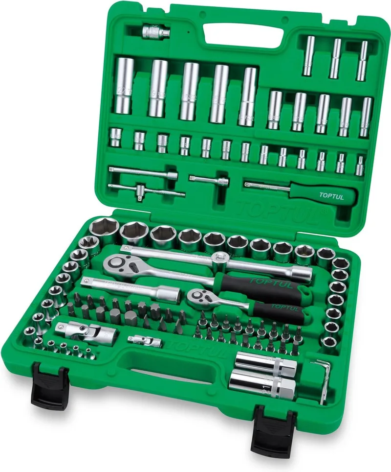 Toptul 108-delige Doppenset 1/4" & 1/2" GCAI108R - Professioneel Gereedschap de Toptul, Vert – image du produit