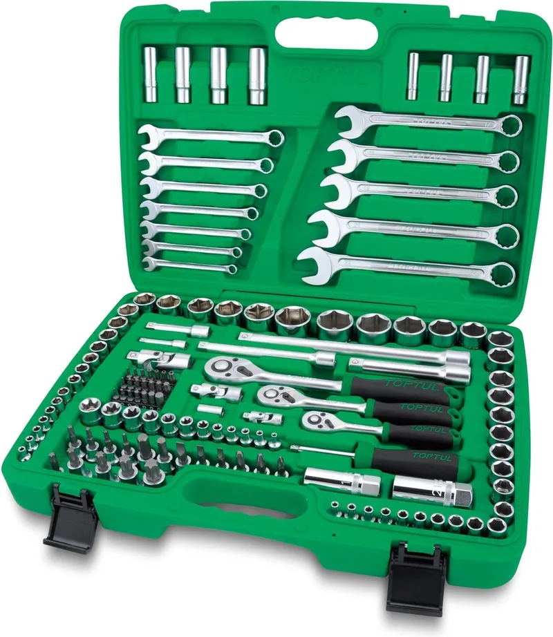 Toptul 130-delige Doppenset 1/4", 3/8", 1/2" GCAI130B von Toptul, Grün – Produktbild