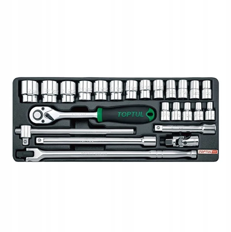 Toptul 24-delige Doppenset 1/2" met Ratel en Doppen (8-32mm) von Toptul, Grün – Produktbild