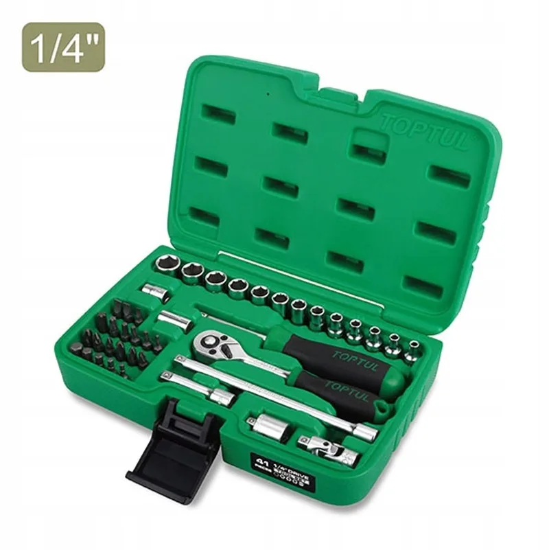 Toptul 41-delige 1/4" doppenset met bits de Toptul, Vert – image du produit
