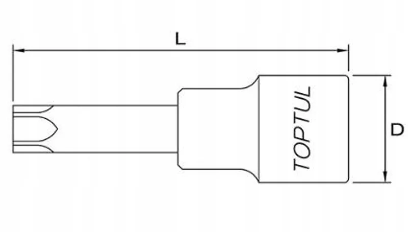 Torx Bit Dop 1/2" Aandrijving, Maat T25, Lange Uitvoering von Toptul – Produktbild