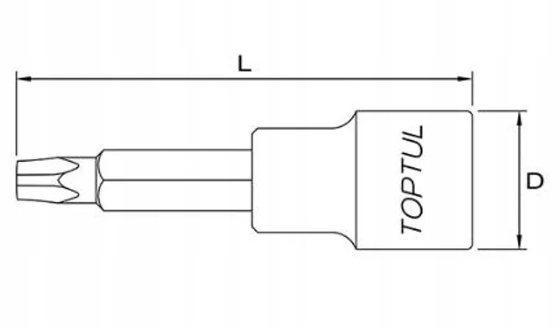 Torx Bit Dopsluiting 1/2" T27 Lang 100mm van Toptul – productafbeelding