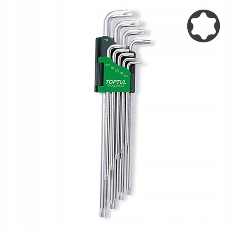 Torx inbussleutelset extra lang T10-T50 (9-delig) by Toptul – product image