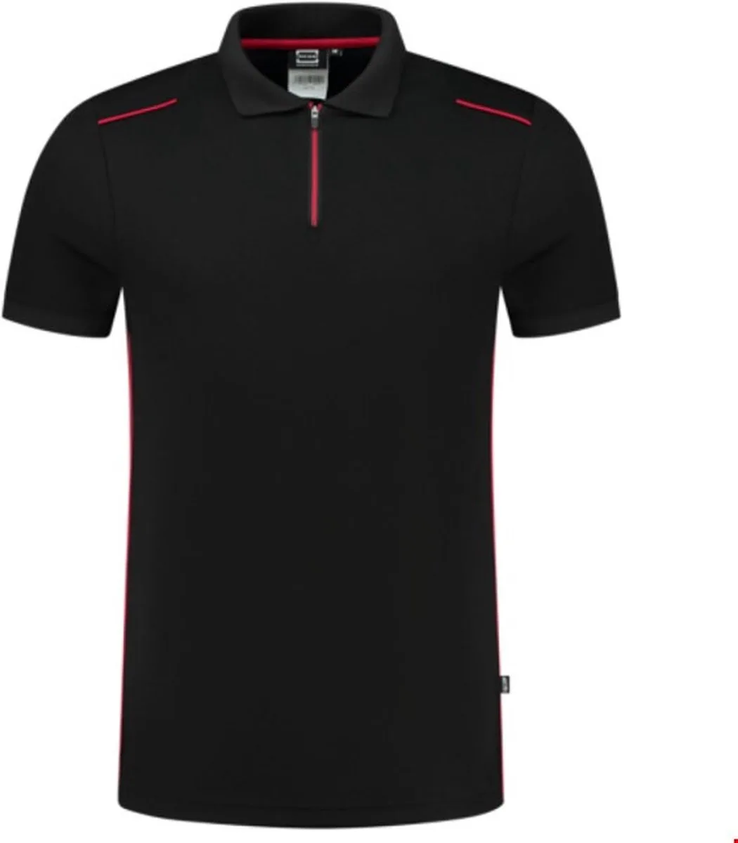 Casual 202703 Accent unisex poloshirt Zwart Rood L von Tricorp, Schwarz, Rot – Produktbild
