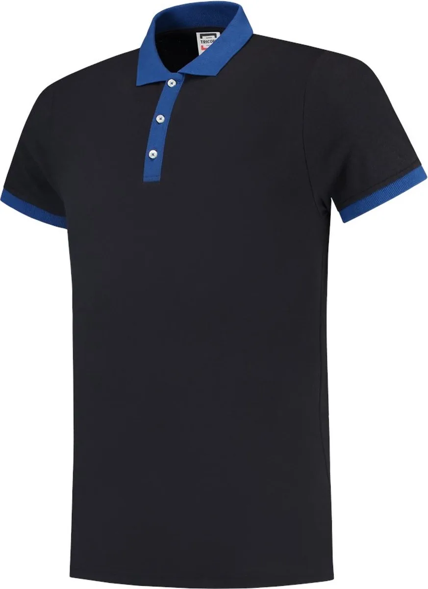 polo bi-color fitted navy-koningsblauw PBF210 van Tricorp, Marineblauw, Koningsblauw, L – productafbeelding