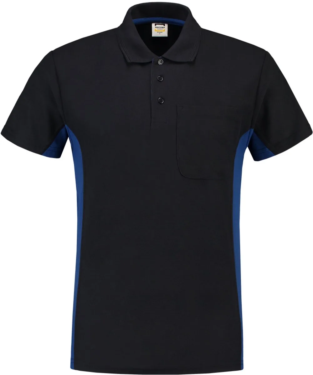 poloshirt bi-color - 202002 - navy-koningsblauw van Tricorp, Marineblauw, 7XL – productafbeelding