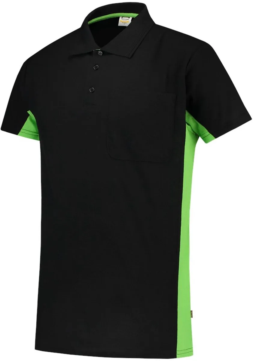 Poloshirt Bi-Color - Workwear - 202002 - Zwart-Limoengroen van Tricorp, Zwart-limoengroen, S – productafbeelding