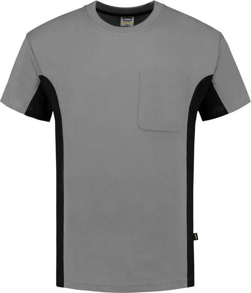 T-shirt Bi-Color - Workwear - 102002 - Grijs-Zwart van Tricorp, Grijs-Zwart, 3XL – productafbeelding