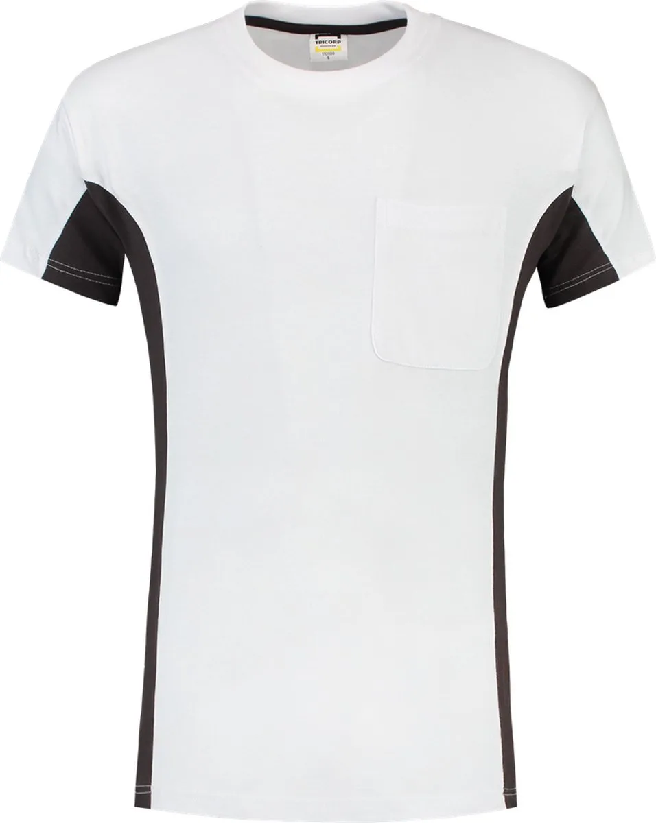 T-shirt Bicolor Borstzak 102002 Wit / Donkergrijs van Tricorp, Wit Donkergrijs, XXL – productafbeelding