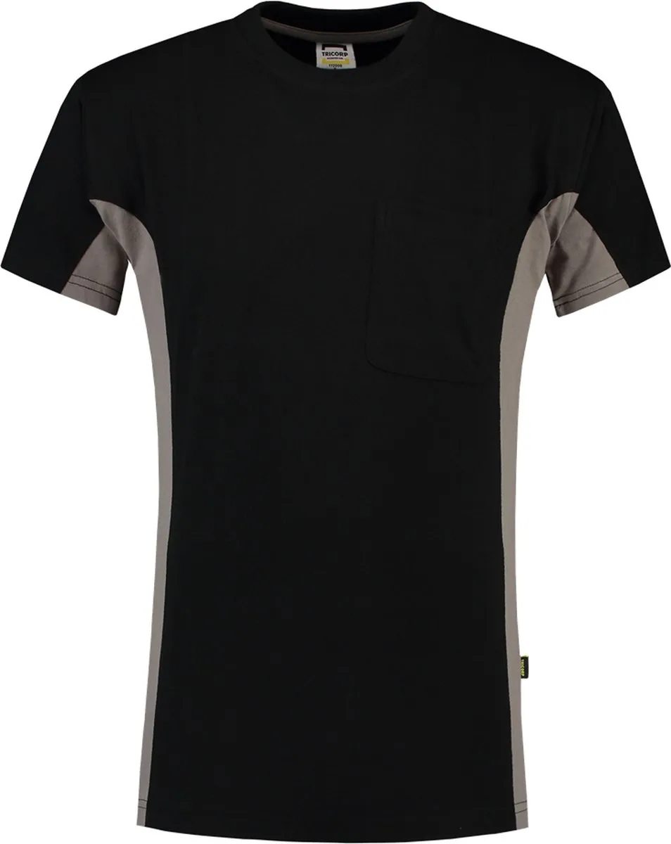 T-shirt Bicolor Borstzak 102002 Zwart / Grijs van Tricorp, Grijs, L – productafbeelding