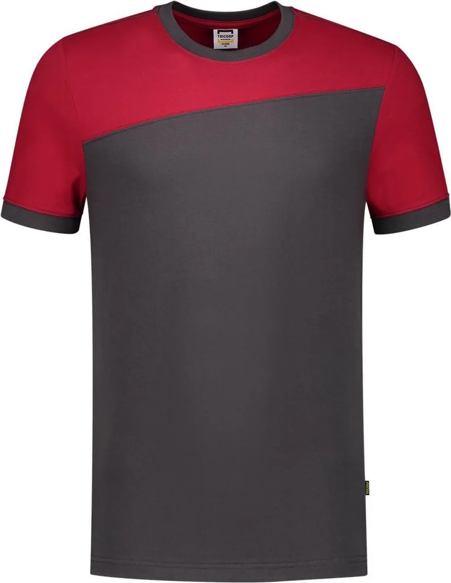 T-shirt Bicolor Naden 102006 Donkergrijs / Rood van Tricorp, Donkergrijs, Rood, L – productafbeelding