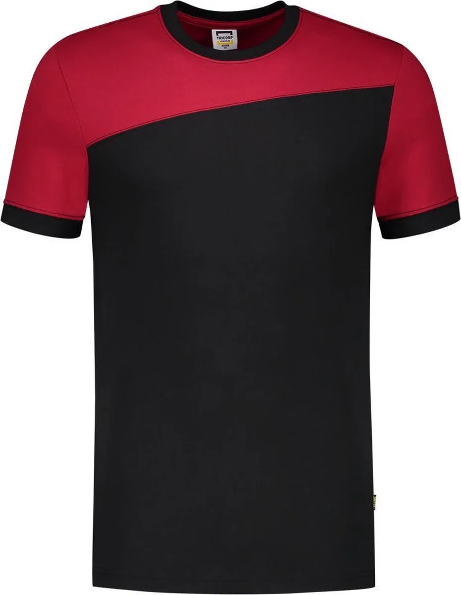 T-shirt Bicolor Naden 102006 Zwart / Rood van Tricorp, Zwart, Rood, XL – productafbeelding