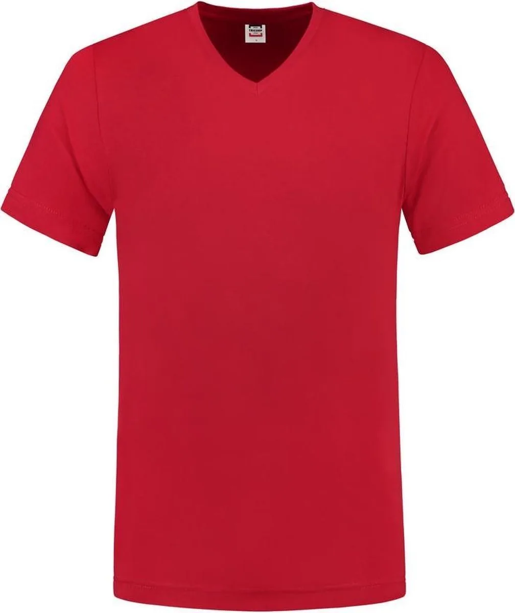 T-shirt V-hals fitted - Casual - 101005 - Rood van Tricorp, Rood, L – productafbeelding