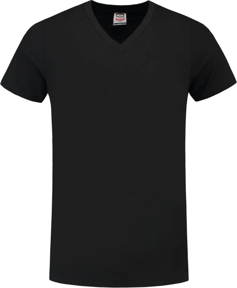 Tricorp 101005 T-Shirt V Hals Fitted - Zwart van Tricorp, Zwart, 5XL – productafbeelding