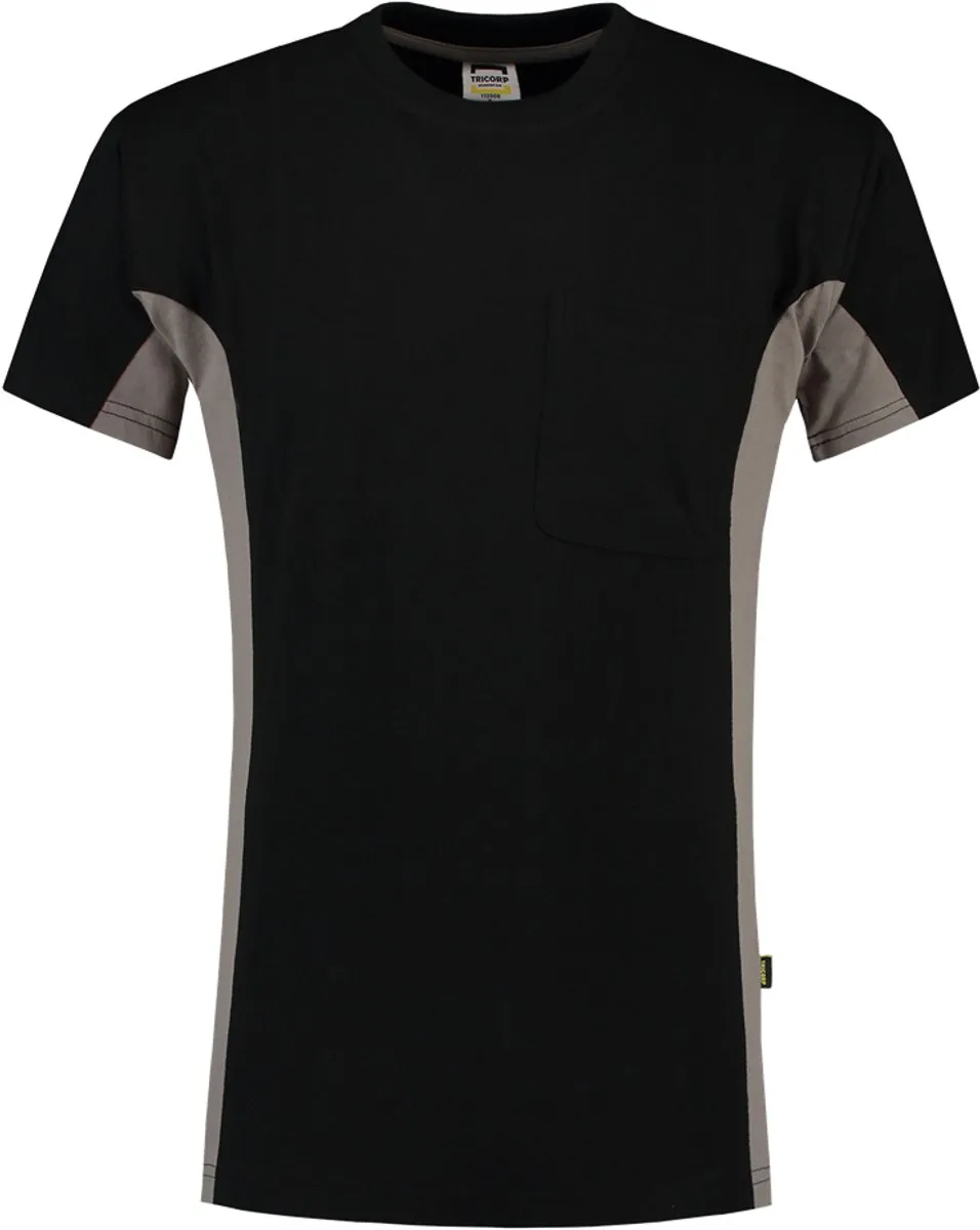 Tricorp 102002 T-Shirt Bicolor Borstzak - Zwart/Grijs van Tricorp, Zwart, Grijs, 6XL – productafbeelding