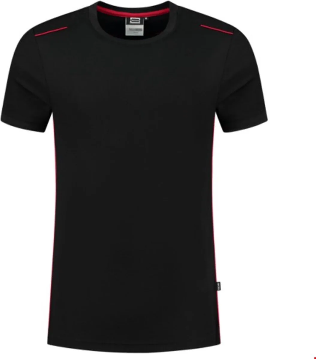 Tricorp 102703 T-shirt Accent - zwart-rood de Tricorp, Noir, Rouge, L – image du produit