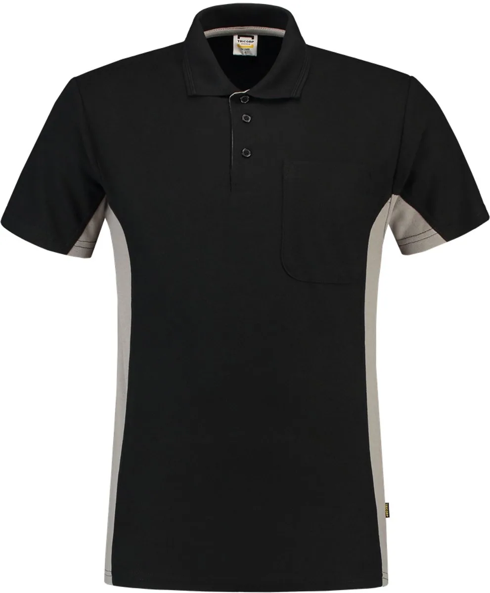 Tricorp 202002 Poloshirt Bicolor Borstzak - Zwart/Grijs van Tricorp, Zwart, Grijs, 6XL – productafbeelding