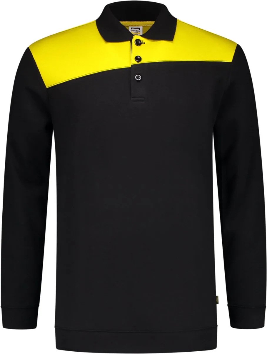 Tricorp 302004 Polosweater Bicolor Naden - Zwart/Geel van Tricorp, Zwart, Geel, M – productafbeelding